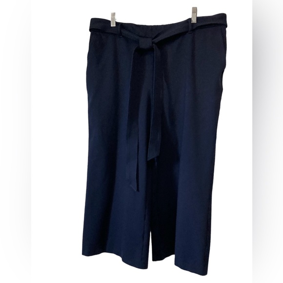 Boden Flare Pants Wide-Leg Tie Waist Pockets Career Professional Navy Sz 16/18R - Picture 3 of 10
